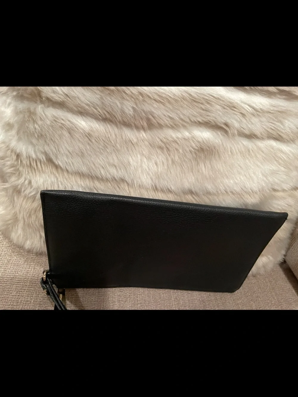 Michael Kors Black Leather Wristlet with Gold Logo
